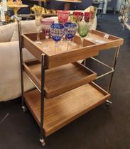 Carrinho Bar Adega Vinho Luxo Metal Maciço Prata Madeira Carrinho Bar Adega Vinho Luxo Metal Maciço Prata Madeira