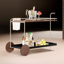 Carrinho Bar Agnes com Rodízios e Prateleiras Castanho Estrutura Metálica Champagne Carrinho Bar Agnes com Rodízios e Prateleiras Castanho Estrutura Metálica Champagne
