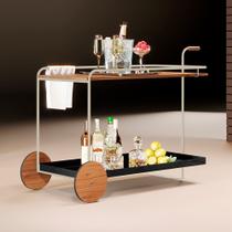 Carrinho Bar Agnes com Rodízios e Prateleiras Mel Estrutura Metálica Champagne Carrinho Bar Agnes com Rodízios e Prateleiras Mel Estrutura Metálica Champagne