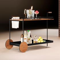 Carrinho Bar Agnes com Rodízios e Prateleiras Mel Estrutura Metálica Preto Carrinho Bar Agnes com Rodízios e Prateleiras Mel Estrutura Metálica Preto