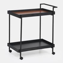 Carrinho Bar Buffet Boulevard Aparador Cozinha Gourmet Industrial Preto/Nozes