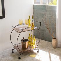 Carrinho Bar Decorativo Vintage Marrom/Aço Corten/Castanho Tannat - Metaltru