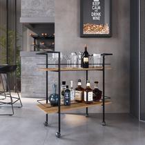 Carrinho Bar Estilo Industrial com 2 Prateleiras
