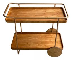 Carrinho Bar Estilo Industrial Moderno Grande Na Cor Dourado