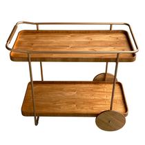 Carrinho Bar Estilo Industrial Morderno Madeira Maciça E Rodinhas Funcionais