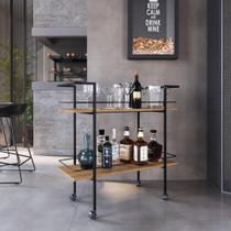Carrinho Bar Industrial 90cm com 2 Prateleiras e Rodízios Carrinho Bar Industrial 90cm com 2 Prateleiras e Rodízios