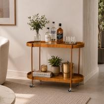 Carrinho Bar Oval Cinamomo Multiuso Dourado com Rodinhas Cristaleira Aparador Adega Decorativa Moderna Base em Aço Carrinho Bar Oval Cinamomo Multiuso Dourado com Rodinhas Cristaleira Aparador Adega Decorativa Moderna Base em Aço