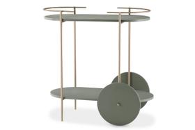 Carrinho Bar Oval Ferro Dourado para Bebidas, Café, Chá e Serviço com Rodinhas Carrinho Bar Oval Ferro Dourado para Bebidas, Café, Chá e Serviço com Rodinhas