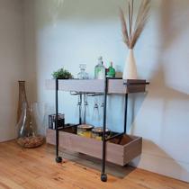 Carrinho Bar Para Bebidas Estilo Industrial Rodízio 93,5cm Carrinho Bar Para Bebidas Estilo Industrial Rodízio 93,5cm