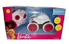Carrinho Barbie Controle Remoto Glamour Fip Branco - Corre, Capota, Levanta - Candide