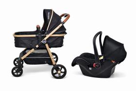 Carrinho Bebe 3 em 1 Apolo Bebê Conforto Passear Preto e Dourado Carrinho Bebe 3 em 1 Apolo Bebê Conforto Passear Preto e Dourado