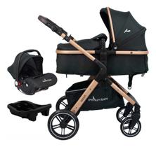 Carrinho Bebê Conforto +base Kansas Premium Baby Gold Black