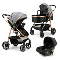 Carrinho Bebê Conforto Passear Baby Move Preto Golden 3 Em 1 até 15 Kg 4 Rodas