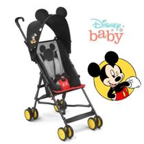 Carrinho Bebê Mickey Passeio Dobrável Compacto Guarda Chuva