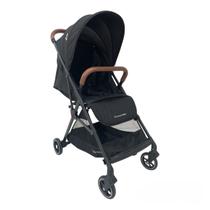Carrinho Bebê Zurich Preto/Black Couro Marrom - Premium Baby