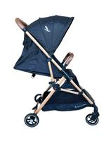 Carrinho Bebê Zurich Preto/Gold Couro Marrom - Premium Baby