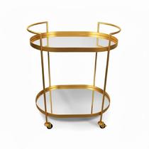 Carrinho Bebidas Chá Bar Oval Decorativo Metal Industrial DOURADO Carrinho Bebidas Chá Bar Oval Decorativo Metal Industrial DOURADO