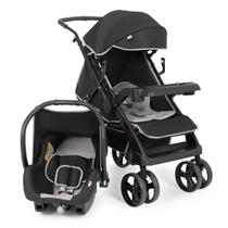 Carrinho Berço de Bebê com Bebê Conforto Joy 0 a 15kg Preto e Cinza Tutti Baby