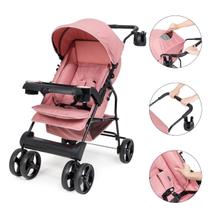 Carrinho Berço de Passeio Bebê 0 a 15kg Theros Rosa Tutti Baby