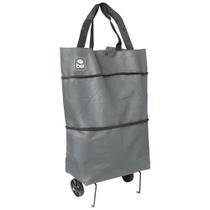 Carrinho Bolsa Sacola Multiuso com Rodinhas Cinza Bel