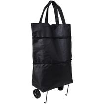 Carrinho Bolsa Sacola Multiuso com Rodinhas Preto Bel