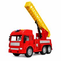 Carrinho Bombeiro Brinquedo com Som e Luz Escada que Estende e Gira Fricção Resgate Menino Carrinho Bombeiro Brinquedo com Som e Luz Escada que Estende e Gira Fricção Resgate Menino