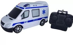 Carrinho Bombeiro Carrinho Policia Controle Remoto C/ Luz Som 20,5cm Brinquedo