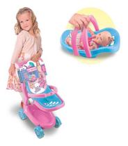 Carrinho Boneca Bebe Passeio 47cm Conforto 2x1 Menina Grande