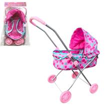 Carrinho Boneca Reborn Passeio Metal Menina Rosa Berço