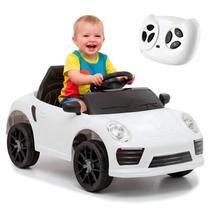 Carrinho Branco Infantil 6v Com Controle Remoto Elétrico Músicas E Luzes Para Meninos