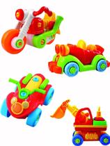 Carrinho Brinquedo Bebê Monta Peças Infantil Moto Escavadeira Carro Brinquedos Crianças