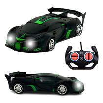 Carrinho Brinquedo Controle Remoto 4 Funções Luzes Farol de LED 1:18 Presente Meninos e Meninas Cores Azul Vermelho Verde