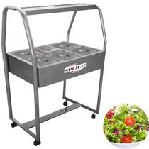 Carrinho Buffet Salada Com 6 Cubas Frias Inox Spolu Spl-511