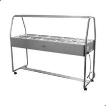 Carrinho Buffet Térmico Monovolt Inox 10 Cubas Self Service