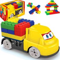 Carrinho C/ 12 Blocos de Montar Grande Brinquedo Infantil