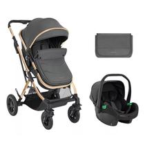Carrinho c/ moises 3 em 1 kaia c/ bebe conforto e bolsa dark gray - kikka boo