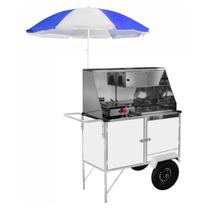 Carrinho Cachorro de Quente e Lanche com Rodas Pneumáticas e Guarda Sol Cefaz