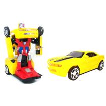 Carrinho Camaro Amarelo Robô Bee Carro se Transforma em Robô com Música e Luz