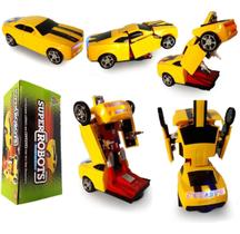 Carrinho Camaro Amarelo Vira Robô Transformers Bate Volta - Cletoys