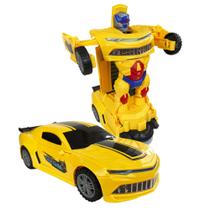 Carrinho Camaro Transformers Vira Robô Luz Som Bate Volta