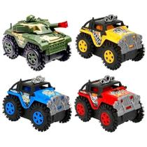 Carrinho Cambalhota Jipe Maluco Bate Gira 360 e Volta Brinquedo Jeep infantil - Kit com 4 Carrinho Cambalhota Jipe Maluco Bate Gira 360 e Volta Brinquedo Jeep infantil - Kit com 4