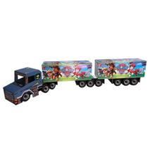 Carrinho Caminhão de Madeira Grande Desenho Azul 9 Eixos Brinquedo Infantil - RJ