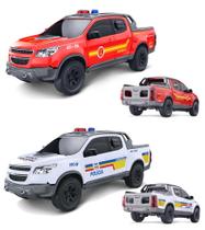 Carrinho Caminhonete Pick-Up S10 Bombeiro mais Policia Minas Gerais kit 2 unidades Carrinho Caminhonete Pick-Up S10 Bombeiro mais Policia Minas Gerais kit 2 unidades