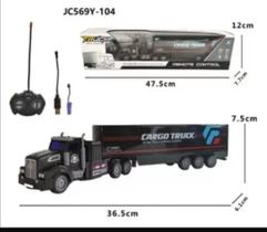 Carrinho Carreta Caminhão Controle Remoto Preto Cargo Truck