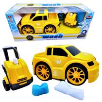 Carrinho Carro De Brinquedo Com Lava Rápido Wash Garage Caminhonete Pick-Up Amarelo