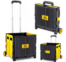 Carrinho Cesto Portátil Multiuso Dobrável Preto/amarelo 47 Litros