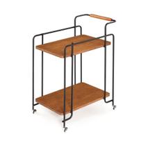 Carrinho Chá Evie Estrutura Preta Tampo Carvalho Amêndoa - 77305