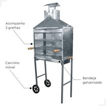 Carrinho Churrasqueira Florença Galvanizado 60 cm a Carvão
