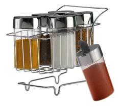 Carrinho Com 6 Potes Para Temperos Condimentos Com Tampa Arthi