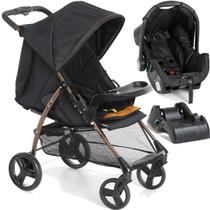 Carrinho com Bebe Conforto Base Galzerano San Remo Preto Cobre Carrinho com Bebe Conforto Base Galzerano San Remo Preto Cobre